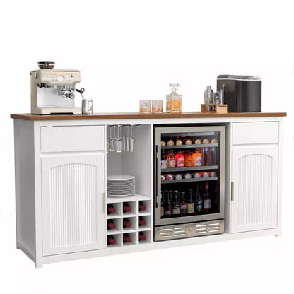 Mobile bar extra lungo GDLF con spazio per frigorifero, mobile per vino e liquori moderno, 78,7