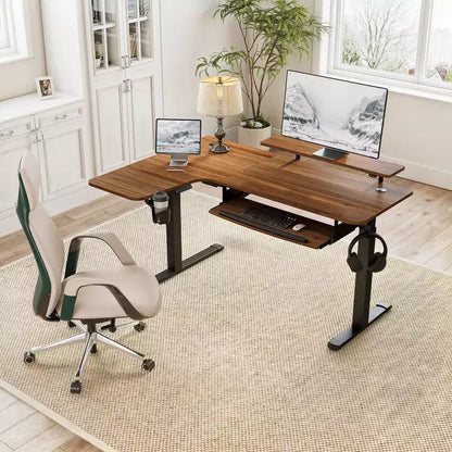 Scrivania angolare EUREKA ERGONOMIC 60x23 regolabile in altezza con set di accessori