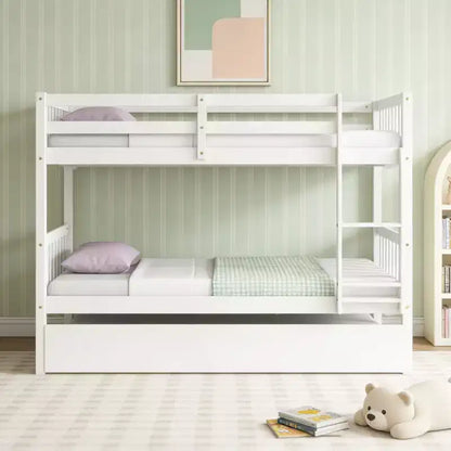 Lit superposé moderne en bois, double sur double avec lit gigogne, convertible en 2 lits