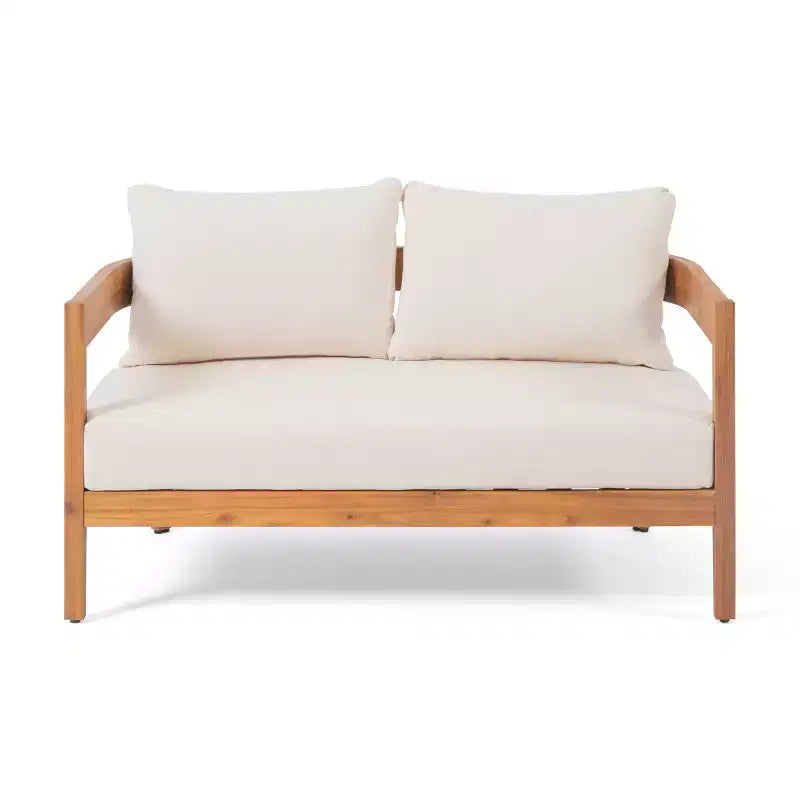 Christopher Knight Home Safira Ensemble de conversation 5 pièces en bois d'acacia rustique pour patio avec coussins épais