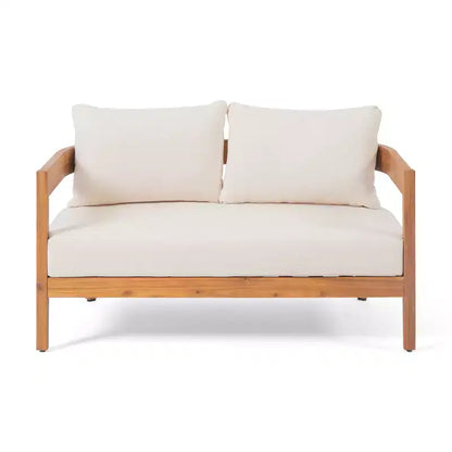 Christopher Knight Home Safira Ensemble de conversation 5 pièces en bois d'acacia rustique pour patio avec coussins épais