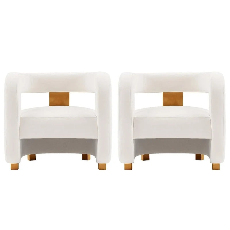 Manhattan Comfort Ensemble de 2 fauteuils d'appoint en velours Amirah moderne