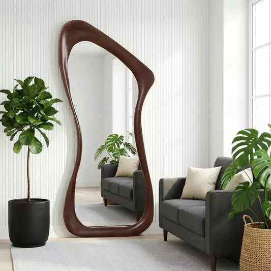 Dovelina 71H*31W Specchio a Figura Intera Asimmetrico Specchio Decorativo da Appoggio Specchio Moderno da Bagno per Soggiorno Sala da Pranzo Ingresso Camera da Letto