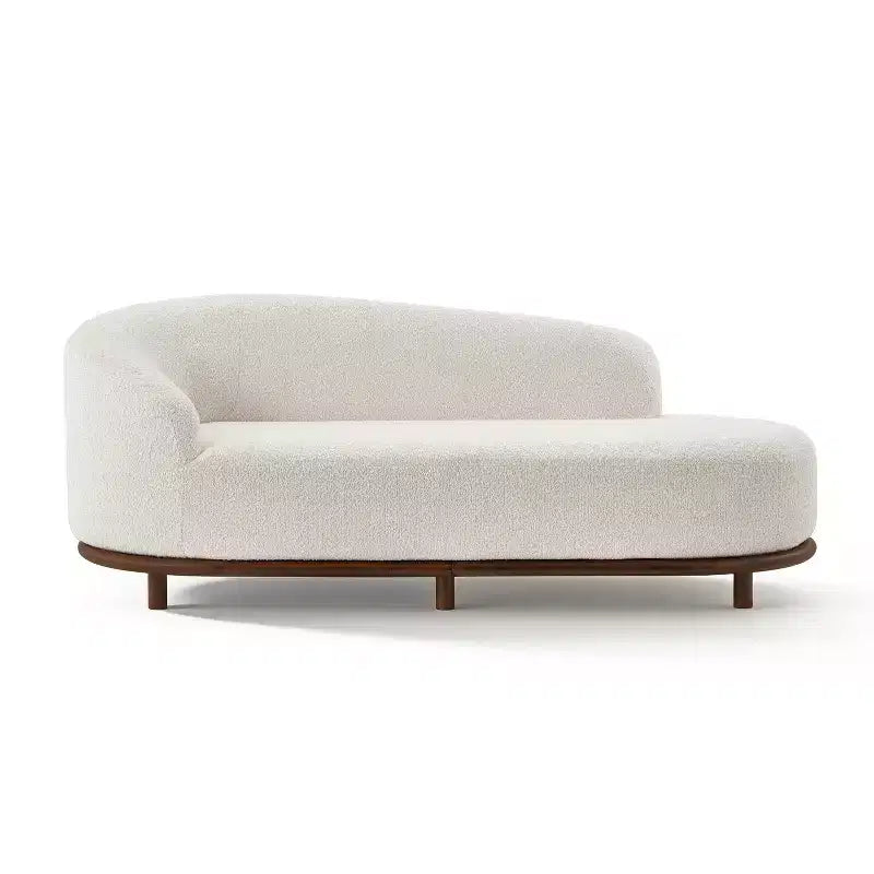 ModernLuxe Chaise Longue, Divano Moderno Metà Secolo con Struttura in Legno di Gomma, Daybed Orientato a Sinistra per Soggiorno