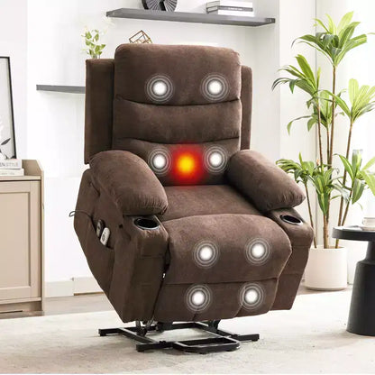 Fauteuil inclinable électrique releveur, fauteuils inclinables électriques pour personnes âgées avec fonction chauffante et massante, aide à la levée, porte-gobelets, poche latérale, pour salon