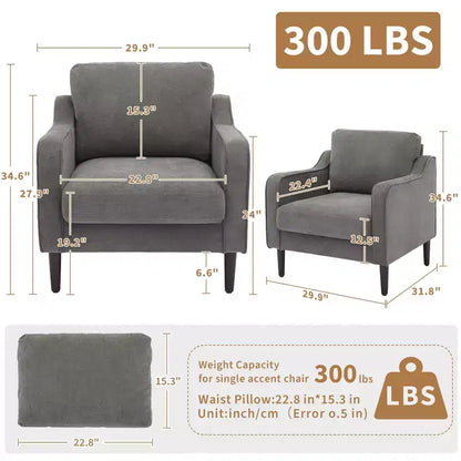 Poltrona accent mid-century, sedie moderne e comode per soggiorno, poltrona imbottita, sedia laterale comoda, per camera da letto e soggiorno