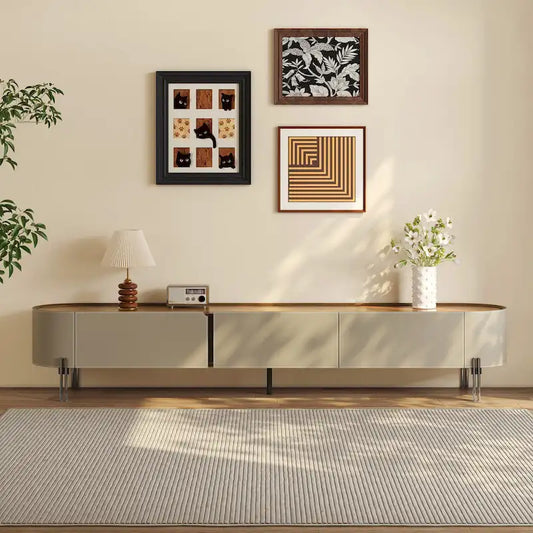 86.6 Mobile TV in pelle, Porta TV moderno con 3 cassetti