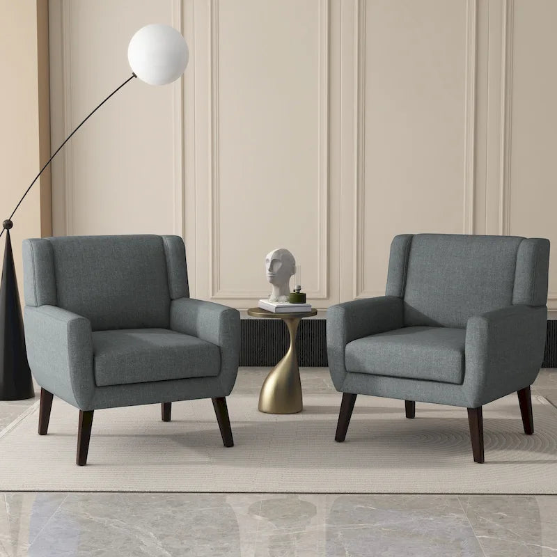 Fauteuil d'appoint en lin, à oreilles, lot de 2