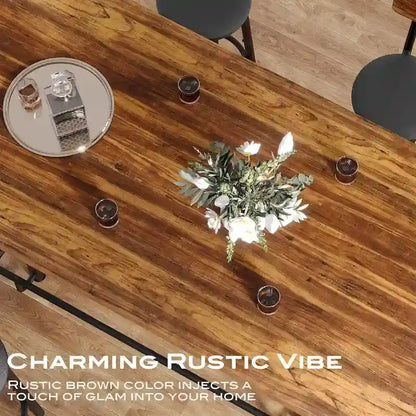 Tavolo da pub alto da 6 posti con poggiapiedi, tavolo da bar alto con piano in legno spesso e struttura in metallo per casa/cucina
