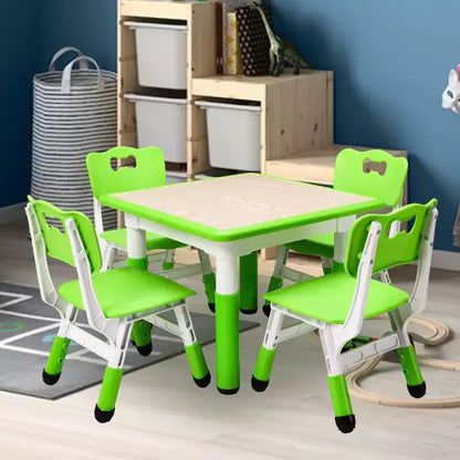 Set Tavolo e Sedie per Bambini, Scrivania Regolabile in Altezza per età 2-10 anni, Tavolo per Arte e Artigianato, Gambe Antiscivolo, per Aule Asili Nido
