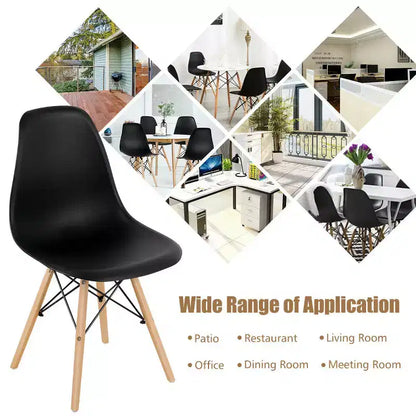 Costway Set di 4 Sedie da Pranzo Moderne Senza Braccioli per Casa e Ufficio con Gambe in Legno Bianco/Nero/Blu