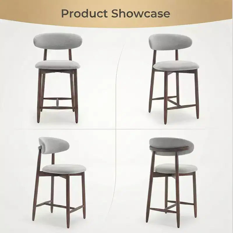 Lot de 2/4/6 tabourets de bar rembourrés Ora Maison à hauteur de comptoir avec tissu et finition noyer