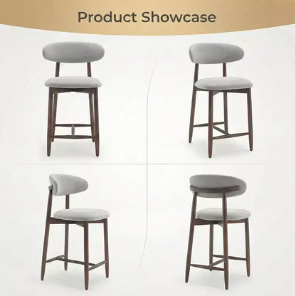 Lot de 2/4/6 tabourets de bar rembourrés Ora Maison à hauteur de comptoir avec tissu et finition noyer