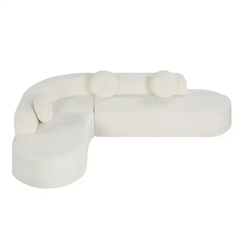 Divano componibile Whisen 122'' Extra Large, Elegante Divano Imbottito in Tessuto con Tre Cuscini Rotondi, Schiuma ad Alta Resilienza