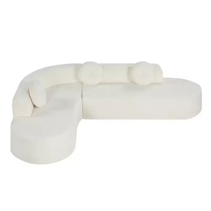 Divano componibile Whisen 122'' Extra Large, Elegante Divano Imbottito in Tessuto con Tre Cuscini Rotondi, Schiuma ad Alta Resilienza