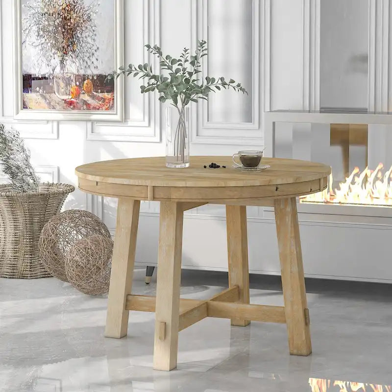 Tavolo da pranzo rotondo allungabile in legno con 16 inserti