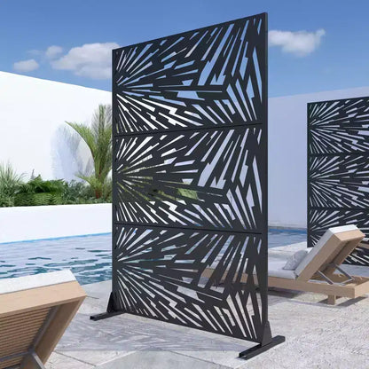Paravent en métal galvanisé noir motif éclair | 183H x 120L x 4P cm