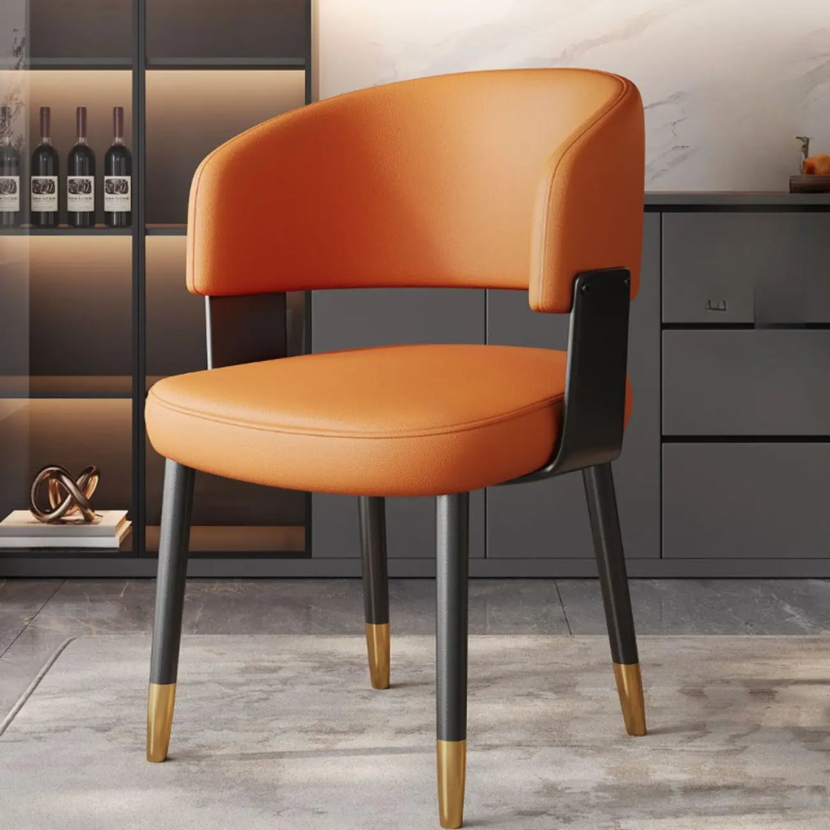 Sedia da pranzo moderna glamour rivestita in pelle