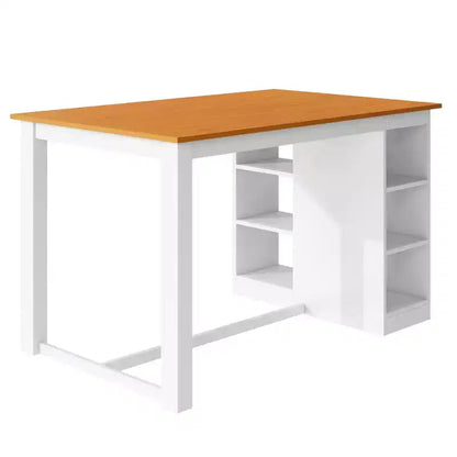 Set da pranzo a 5 pezzi in stile rustico ad altezza bancone per 4 persone, set da tavolo da bar in legno con ripiani e 4 sedie imbottite