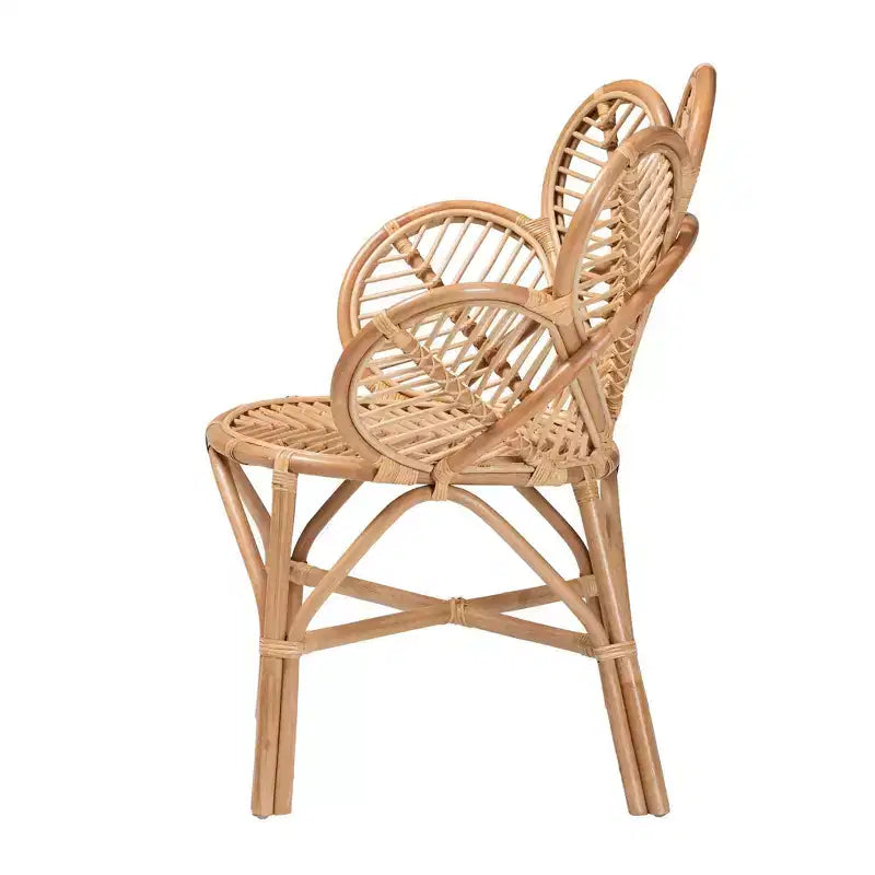 Poltrona Eliava Natural Rattan Flower Marrone Naturale: Vimini per Interni, Nessun Montaggio Richiesto