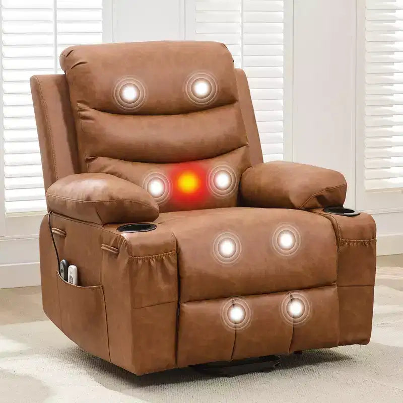 Fauteuil inclinable électrique releveur, fauteuils inclinables électriques pour personnes âgées avec fonction chauffante et massante, aide à la levée, porte-gobelets, poche latérale, pour salon