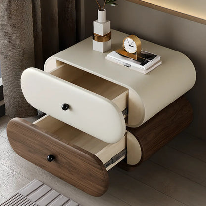 Comodino moderno bicolore con cassetti contenitori