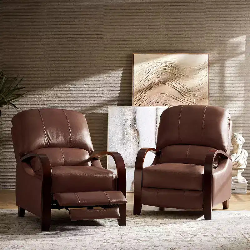 Lot de 2 fauteuils relax manuels en cuir véritable, inclinaison 159°