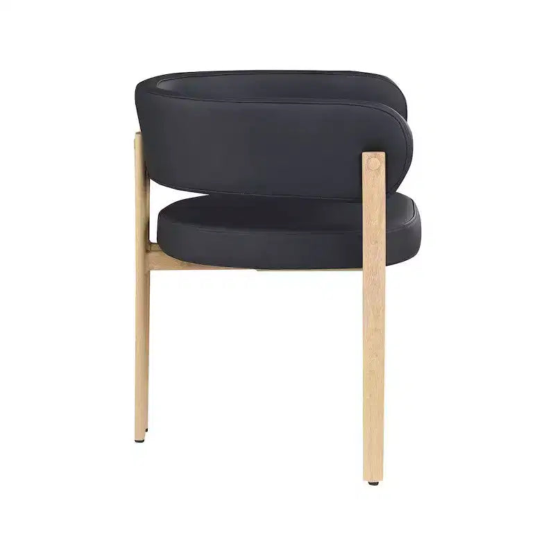 Meridian Furniture, Sedia da pranzo Gideon in pelle vegana nera, Set da 2