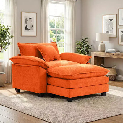 Poltrona a sacco oversize in ciniglia EHMKNP con pouf