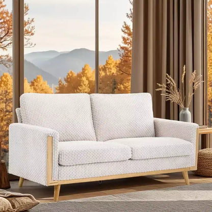 VINGLI Canapé 2 places confortable de 172 cm de large, style Mid-Century, avec support à ressorts et cadre en bois massif, petit canapé en velours côtelé
