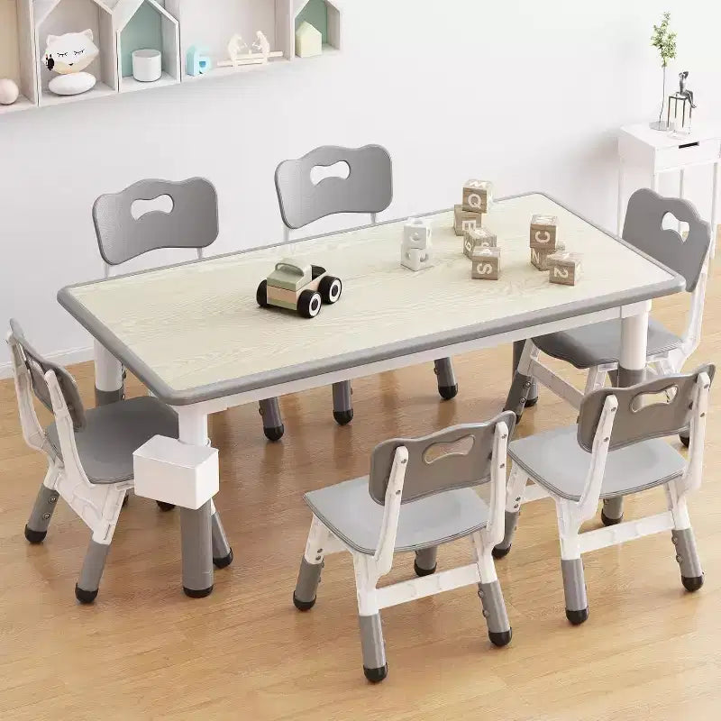 Table et 6 Chaises pour Enfants - Table d'Activités et de Repas à Hauteur Réglable pour Tout-Petits de 3 à 10 Ans, 136 kg