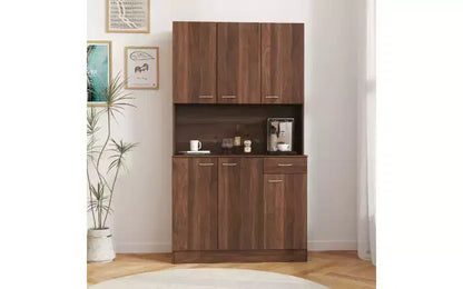 Mobile Contenitore a 6 Ante, Armadio Alto 180 cm e Mobile da Cucina con Cassetto e Ripiano Aperto, Credenza da Cucina e Mobiletto per Camera da Letto in MDF