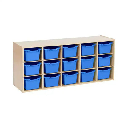 Meuble de rangement 15 bacs ECR4Kids Streamline avec 15 bacs à façade incurvée, 3x5, mobilier pour enfants