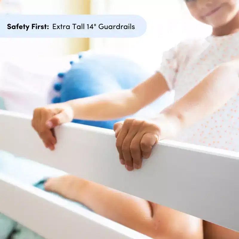 Lit mezzanine bas pour enfant, format jumeau, avec toboggan et escalier, plateforme de lit enfant en bois massif