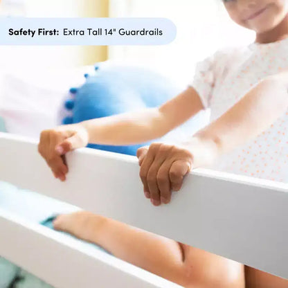 Lit mezzanine bas pour enfant, format jumeau, avec toboggan et escalier, plateforme de lit enfant en bois massif