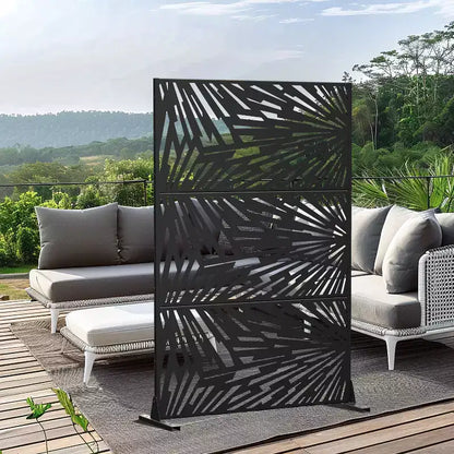 MAYEERTY 72x47 Pannello Paravento per Esterni Nero, Set da 3 Pezzi Divisorio Pieghevole Naturale per Cortile e Giardino