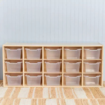Meuble de rangement 15 bacs ECR4Kids Streamline avec 15 bacs à façade incurvée, 3x5, mobilier pour enfants