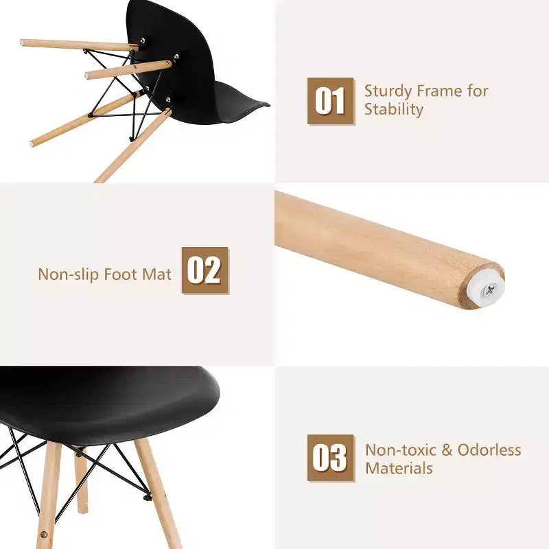 Costway Set di 4 Sedie da Pranzo Moderne Senza Braccioli per Casa e Ufficio con Gambe in Legno Bianco/Nero/Blu
