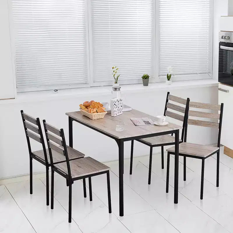 Set Tavolo da Cucina da Pranzo Moderno 5 Pezzi HOMCOM, 1 Tavolo 4 Sedie con Gambe in Metallo, Adatto per Esterni