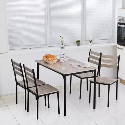 Set Tavolo da Cucina da Pranzo Moderno 5 Pezzi HOMCOM, 1 Tavolo 4 Sedie con Gambe in Metallo, Adatto per Esterni