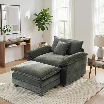 Poltrona a sacco oversize in ciniglia EHMKNP con pouf