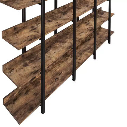Étagère de style industriel vintage Whisen avec cadre en métal et panneau MDF, bibliothèque ouverte pour le bureau à domicile