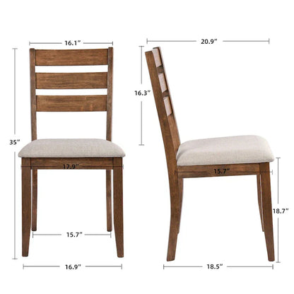 Sedie da pranzo in legno con schienale a doghe, set da 4
