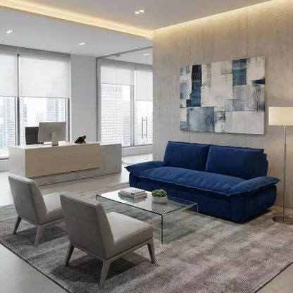 Divano Letto Convertibile Blu in Velluto, Divano Letto Estraibile 3 in 1, 3 Posti a Sedere