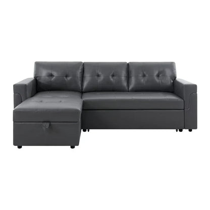 Divano componibile convertibile reversibile con letto estraibile, chaise longue con contenitore nascosto e gambe durevoli