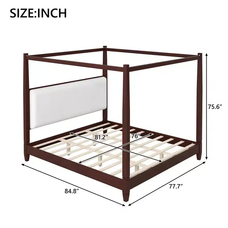 Letto a baldacchino con testiera imbottita
