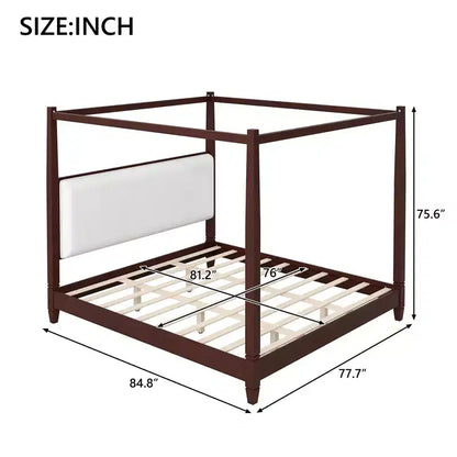 Letto a baldacchino con testiera imbottita