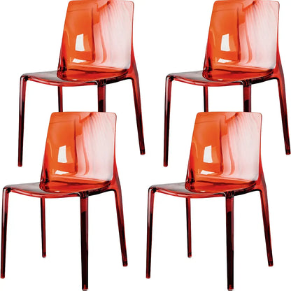 Chaise de salle à manger sans accoudoirs à dossier bas en acrylique ambre