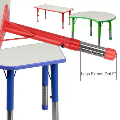 Set Tavolo Attività Rettangolare Regolabile in Altezza in Plastica Emma and Oliver 23.625"W x 47.25"L con 6 Sedie
