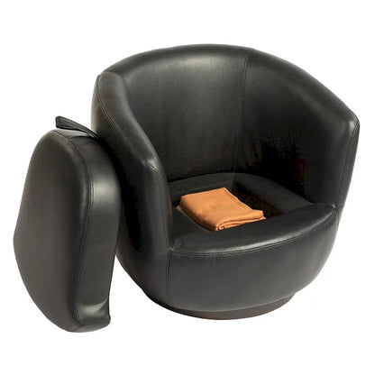 Fauteuil pivotant rembourré avec rangement, chaise d'appoint moderne pour salon, chambre, bureau, espaces de lecture - PU